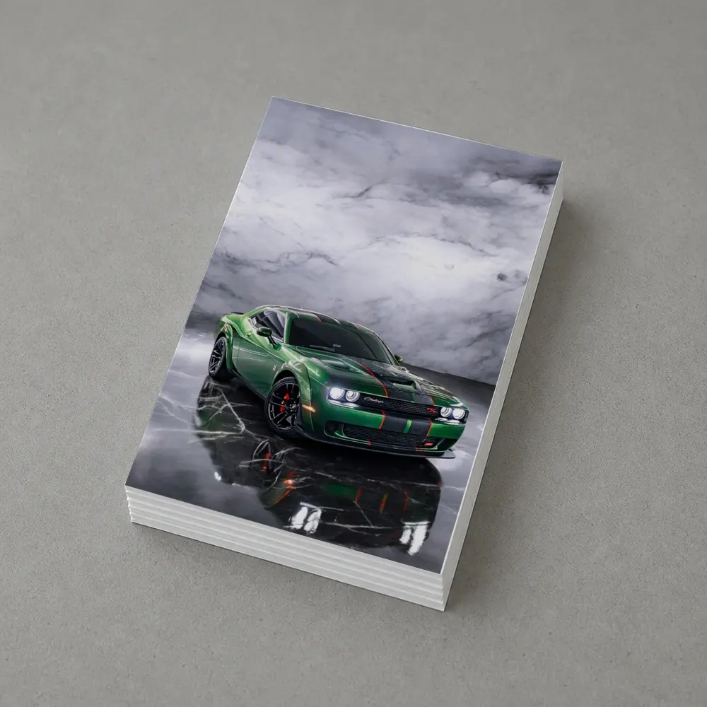 Dodge Challenger Green Muscle Car Marble Background – Postcards