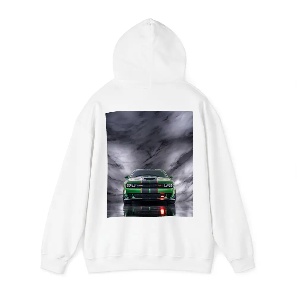 Dodge Challenger Green on Marble Background – Hoodies