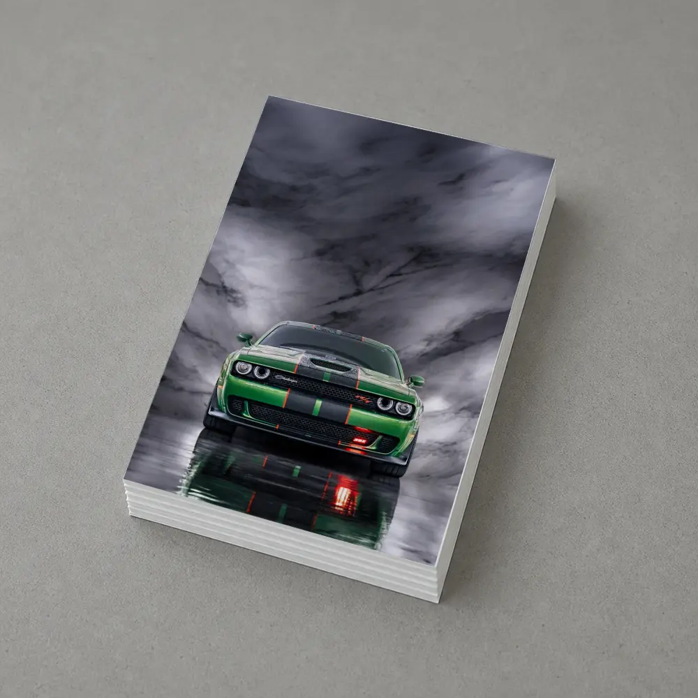 Dodge Challenger Green on Marble Background – Postcards