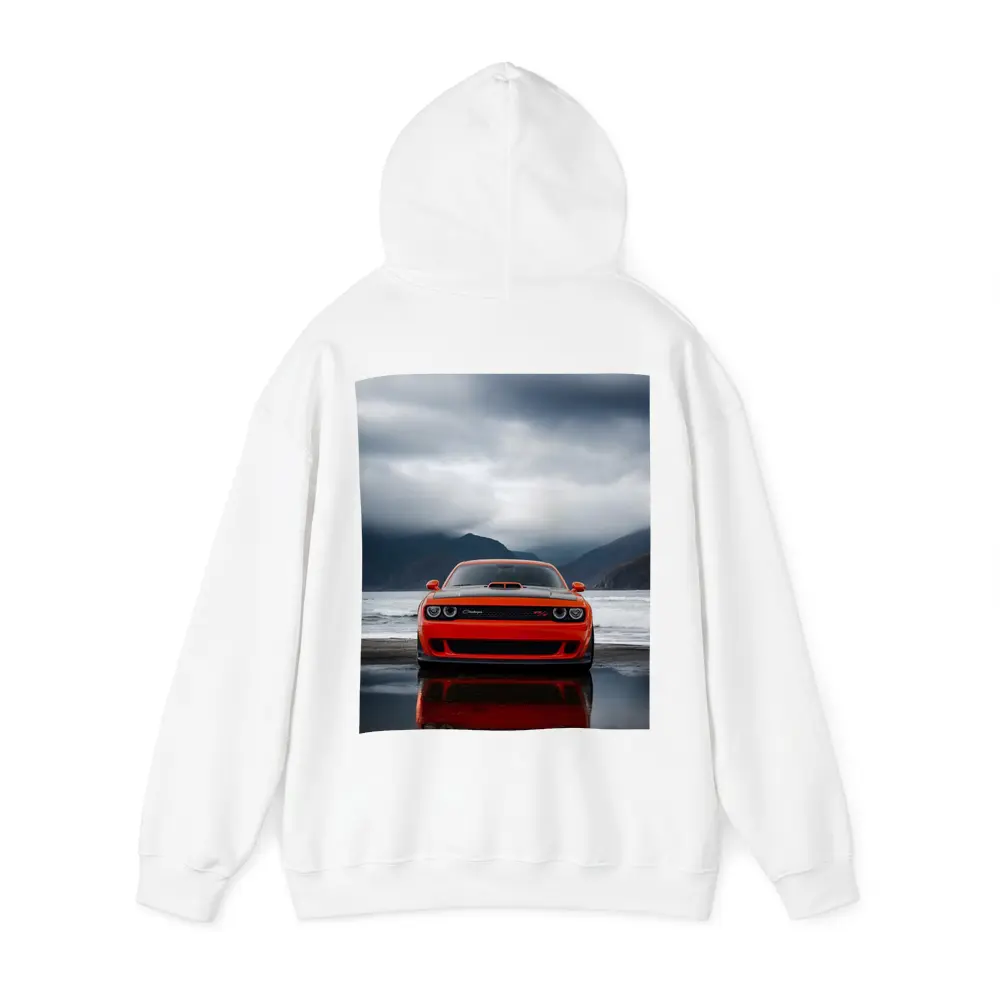 Dodge Challenger Red Stormy Beach Mountains – Hoodies