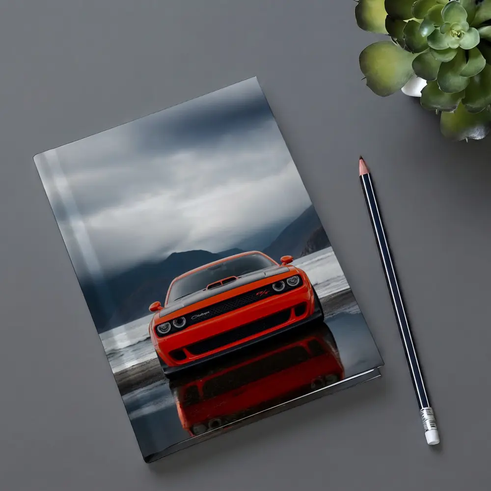 Dodge Challenger Red Stormy Beach Mountains – Notebooks