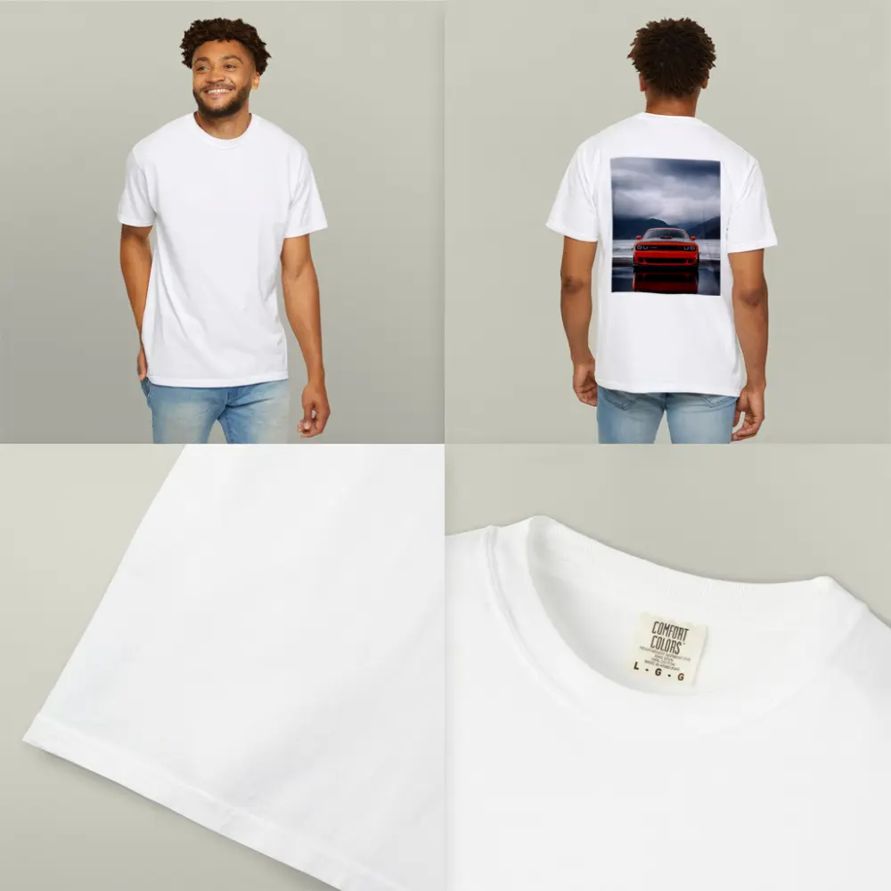Dodge Challenger Red Stormy Beach Mountains – T-Shirts