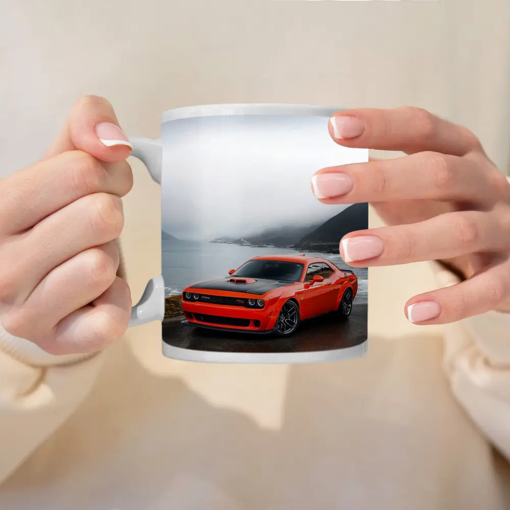 Dodge Challenger Hellcat Foggy Coastal Mountains – Mugs