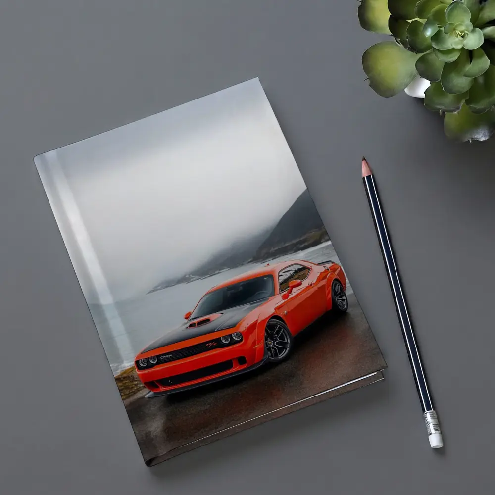 Dodge Challenger Hellcat Foggy Coastal Mountains – Notebooks