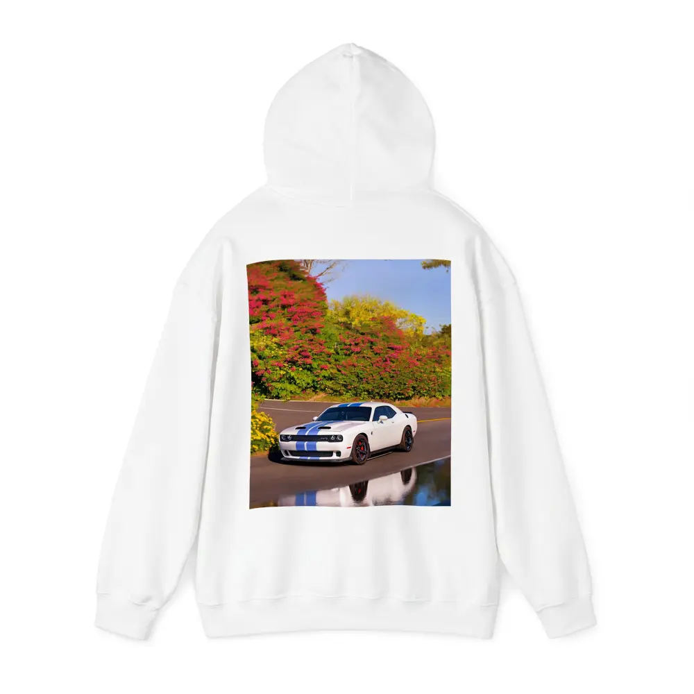 Dodge Challenger SRT White Blue Stripes Road – Hoodies