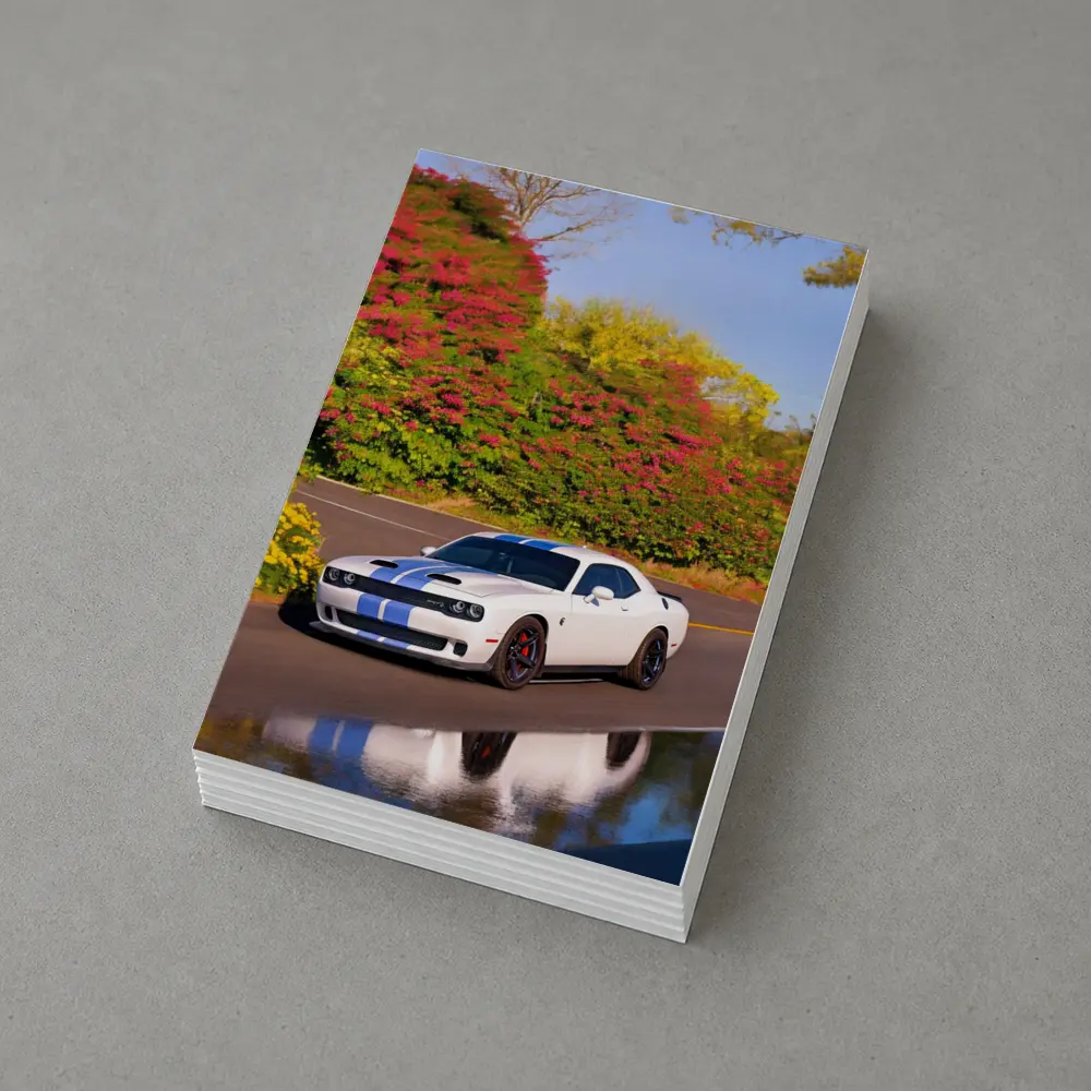 Dodge Challenger SRT White Blue Stripes Road – Postcards