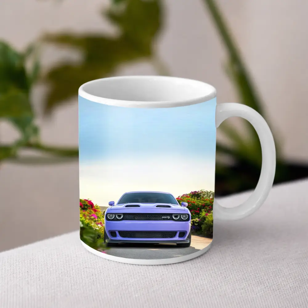 Dodge Challenger SRT Front View Floral Background – Mugs