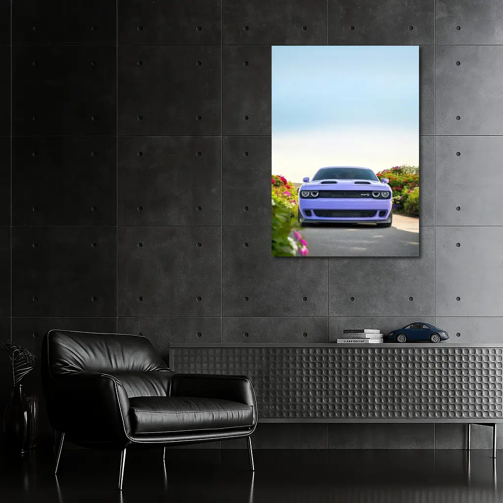 Dodge Challenger SRT Front View Floral Background – Wall Art