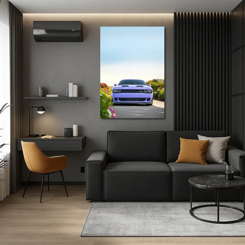 Dodge Challenger SRT Front View Floral Background – Wall Art