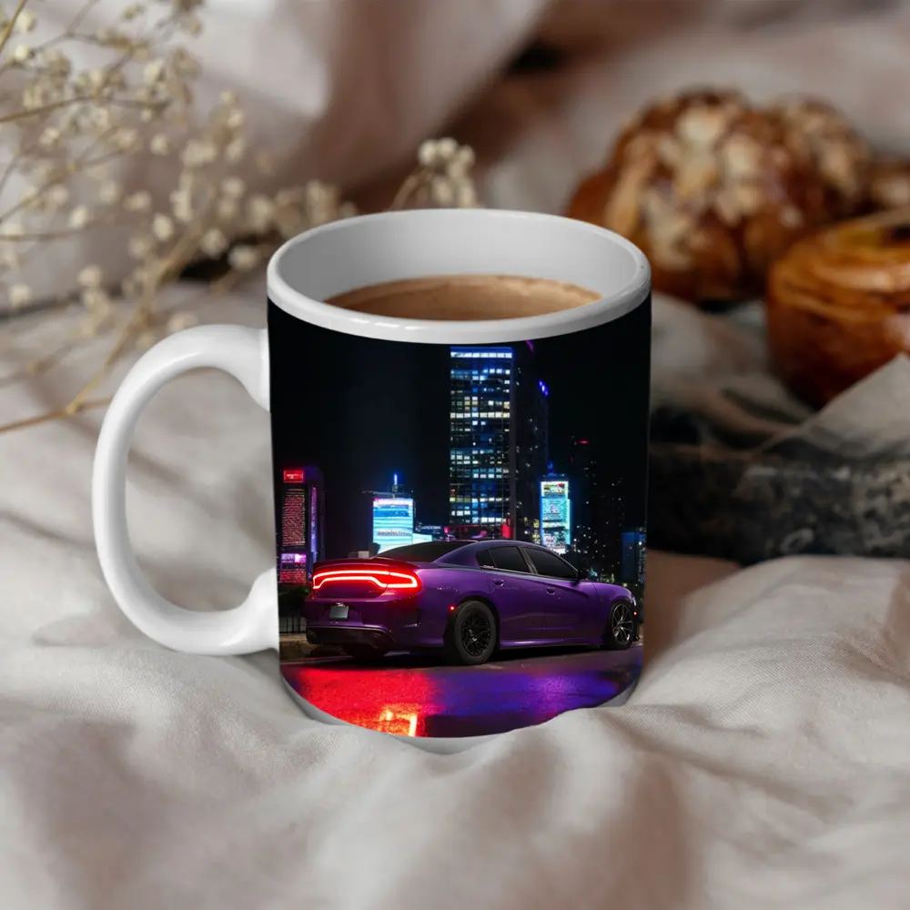 Dodge Charger Purple Night City Lights – Mugs