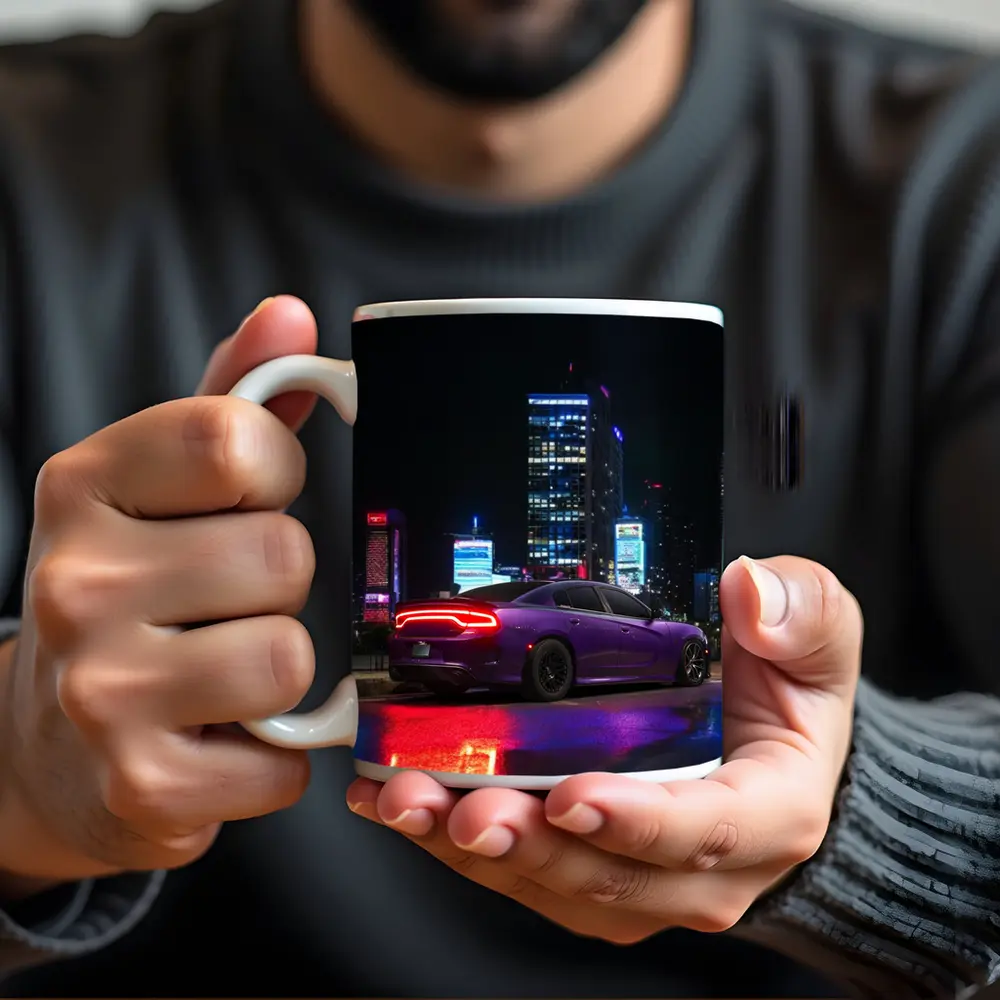 Dodge Charger Purple Night City Lights – Mugs