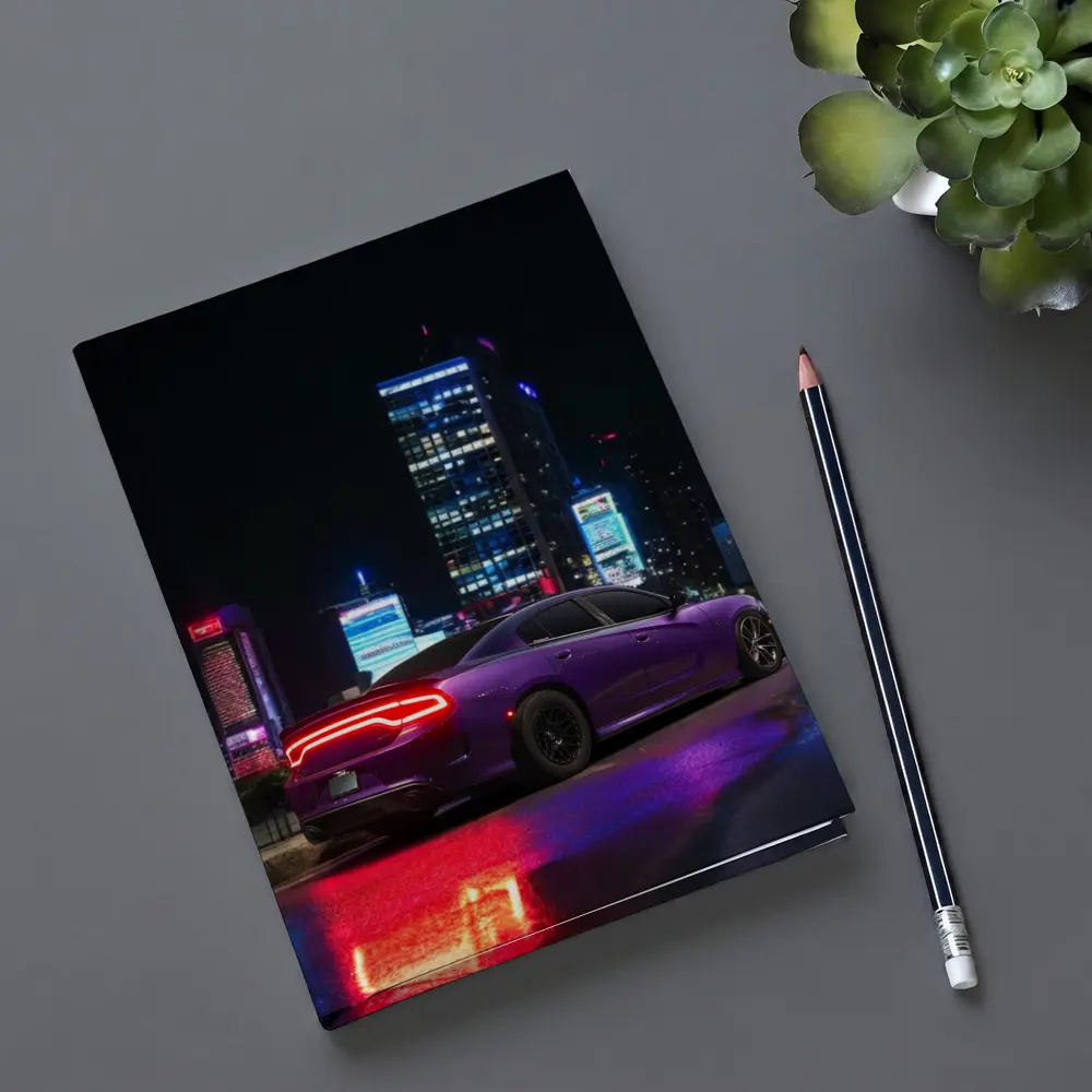 Dodge Charger Purple Night City Lights – Notebooks