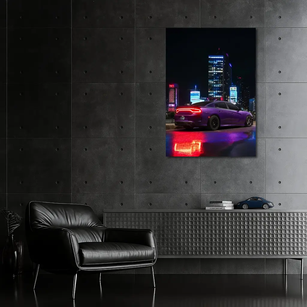 Dodge Charger Purple Night City Lights – Wall Art
