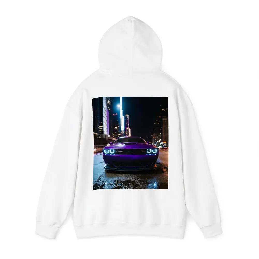 Dodge Challenger Purple Night City Street – Hoodies