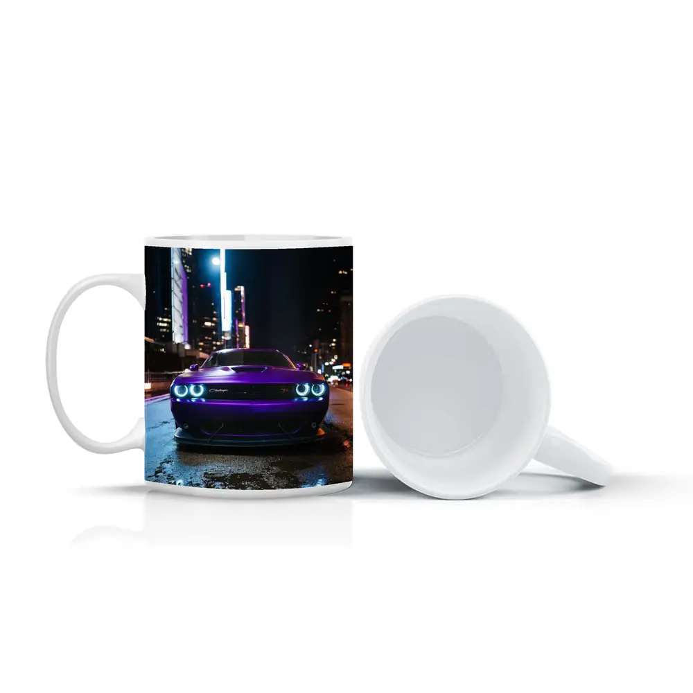 Dodge Challenger Purple Night City Street – Mugs