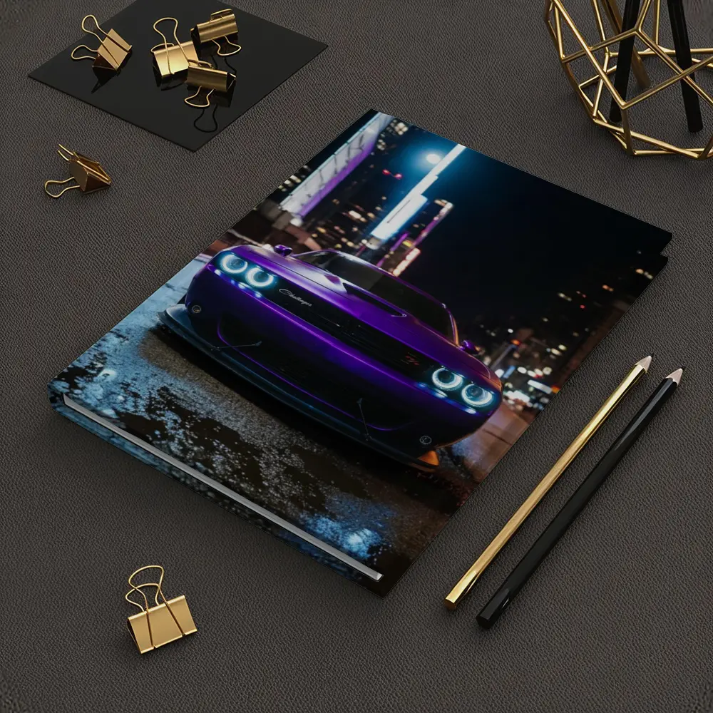 Dodge Challenger Purple Night City Street – Notebooks