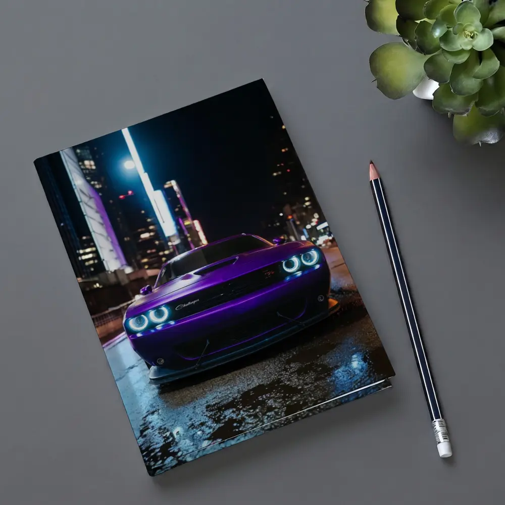 Dodge Challenger Purple Night City Street – Notebooks
