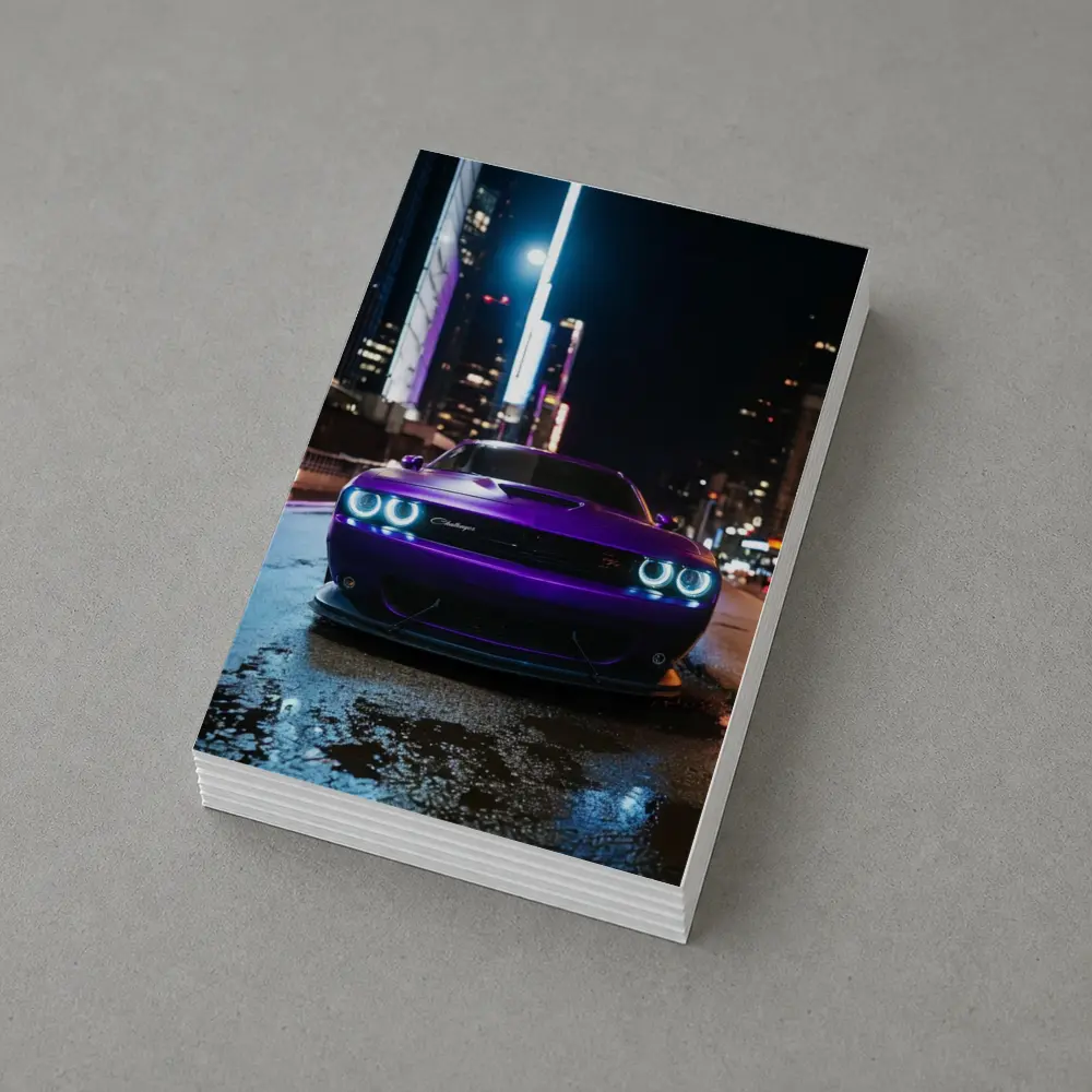 Dodge Challenger Purple Night City Street – Postcards