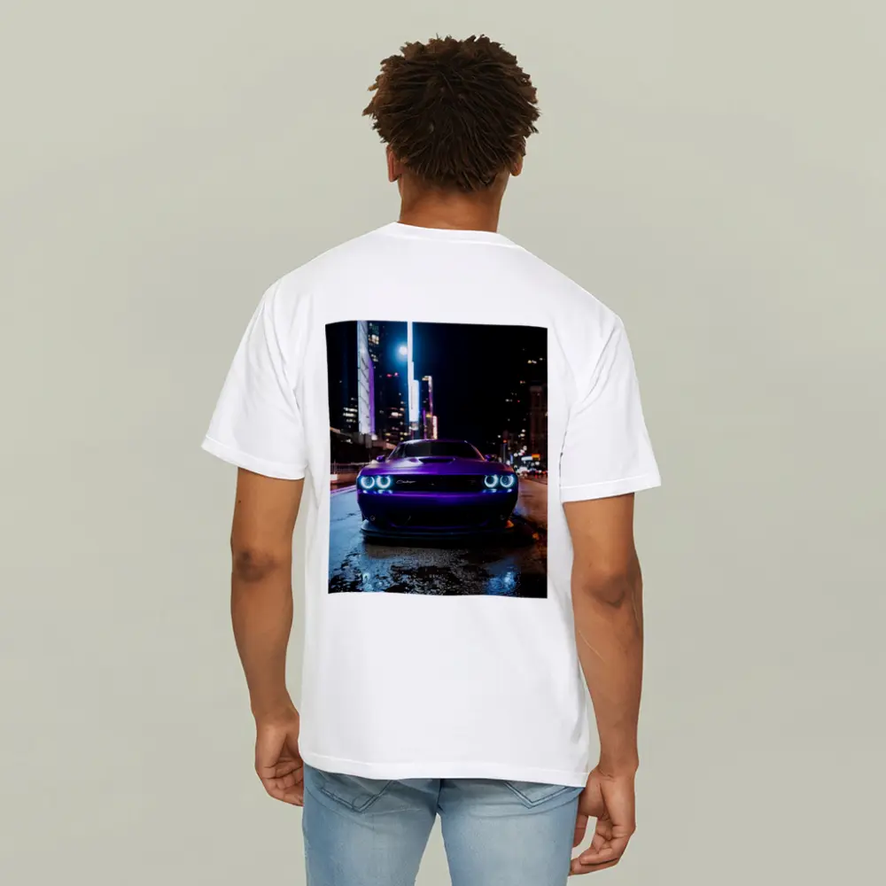 Dodge Challenger Purple Night City Street – T-Shirts