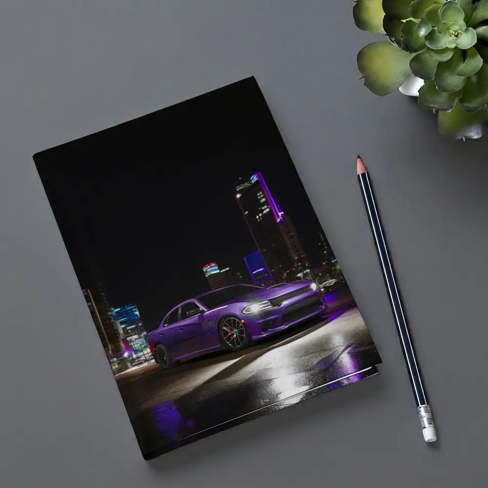Dodge Charger Purple Night City Streets – Notebooks