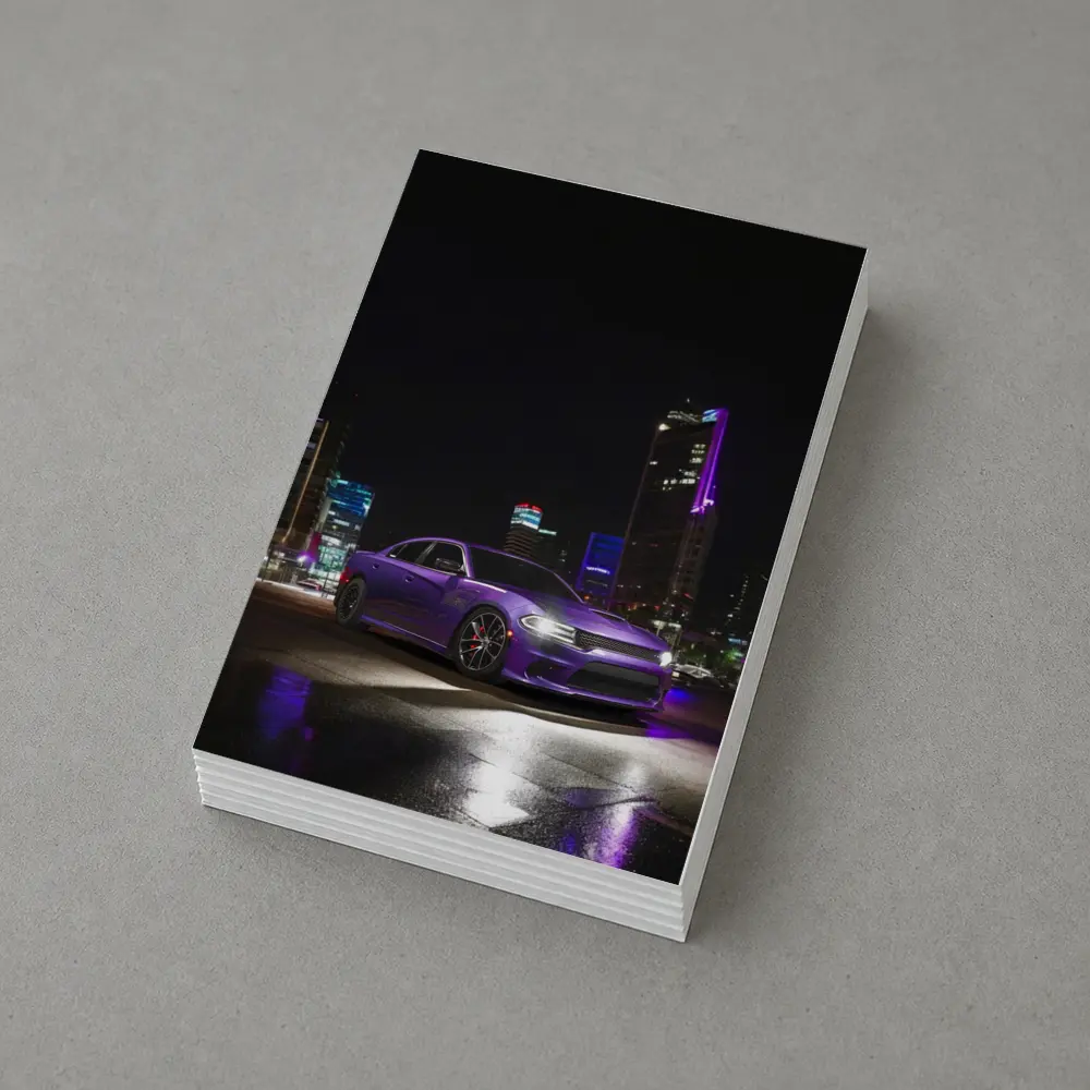 Dodge Charger Purple Night City Streets – Postcards