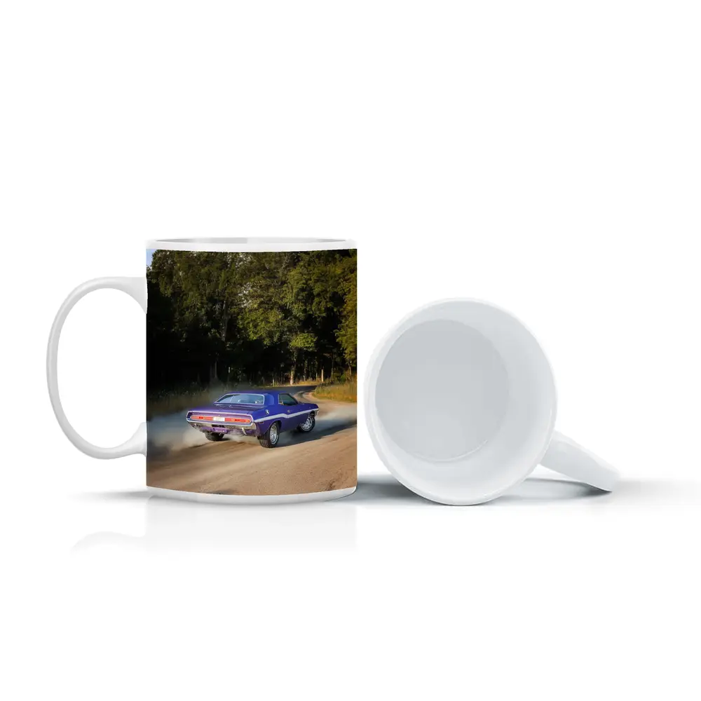 Dodge Challenger Burnout On Gravel Road – Mugs