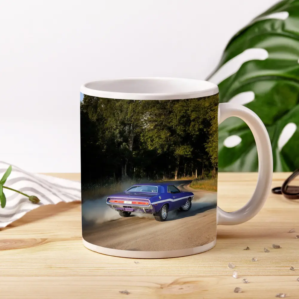 Dodge Challenger Burnout On Gravel Road – Mugs