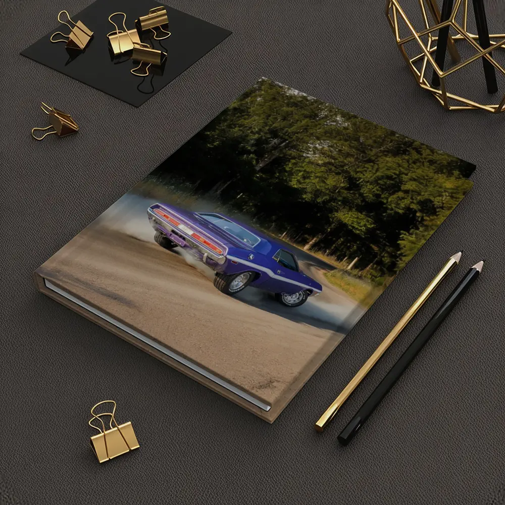Dodge Challenger Burnout On Gravel Road – Notebooks