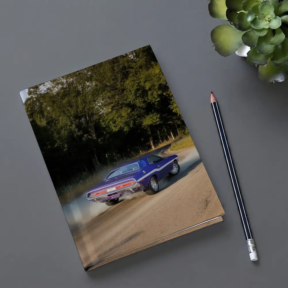 Dodge Challenger Burnout On Gravel Road – Notebooks