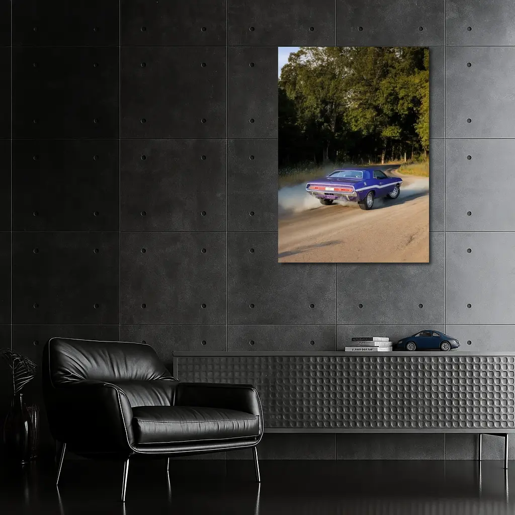 Dodge Challenger Burnout On Gravel Road – Wall Art