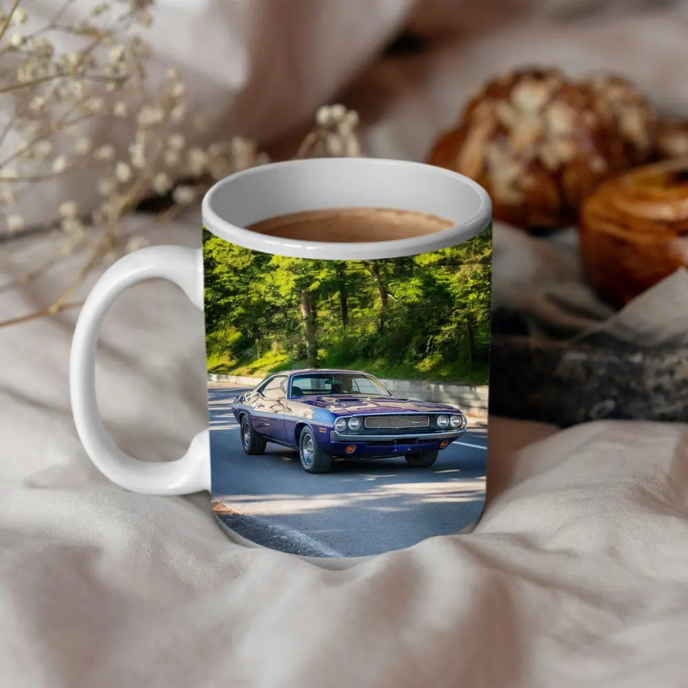 Dodge Challenger Classic Muscle Car Forest Road – Mugs