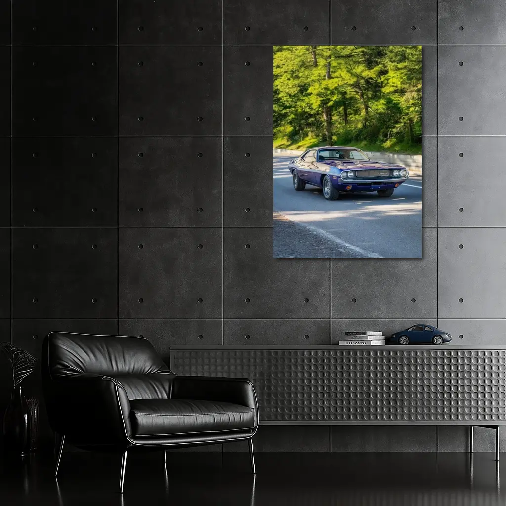 Dodge Challenger Classic Muscle Car Forest Road – Wall Art