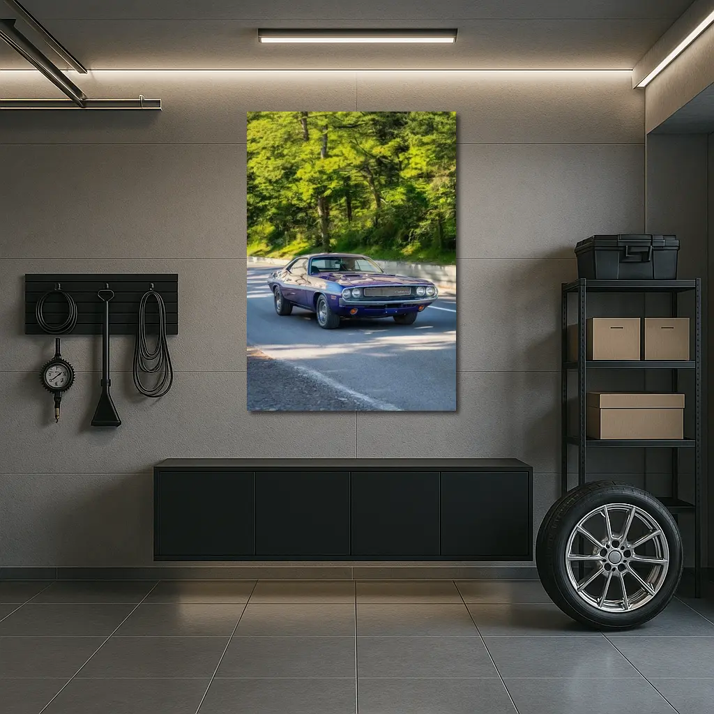 Dodge Challenger Classic Muscle Car Forest Road – Wall Art