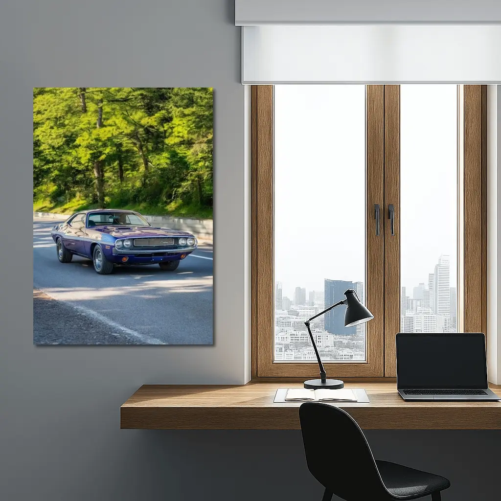 Dodge Challenger Classic Muscle Car Forest Road – Wall Art