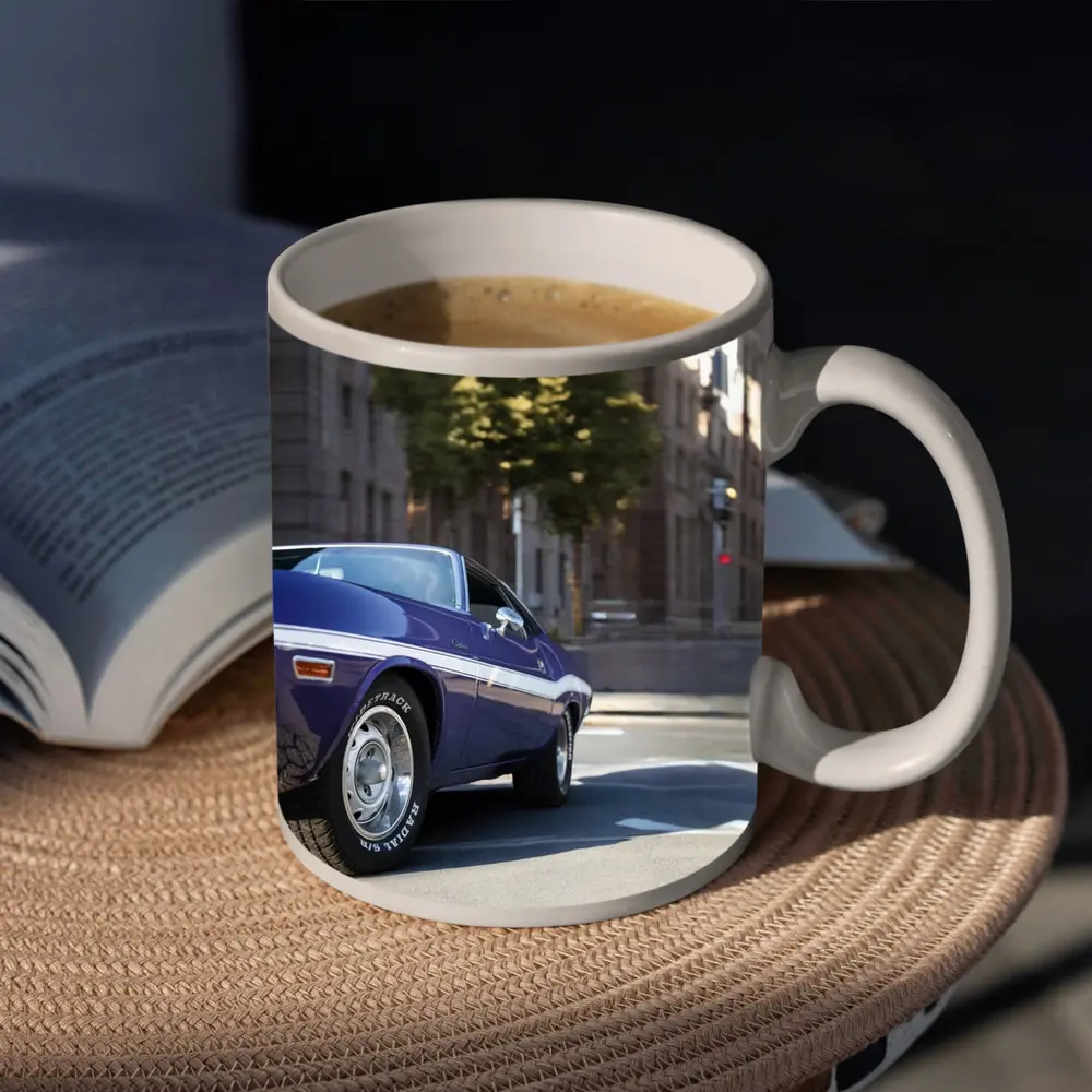 Dodge Challenger Classic Purple Street Shot – Mugs