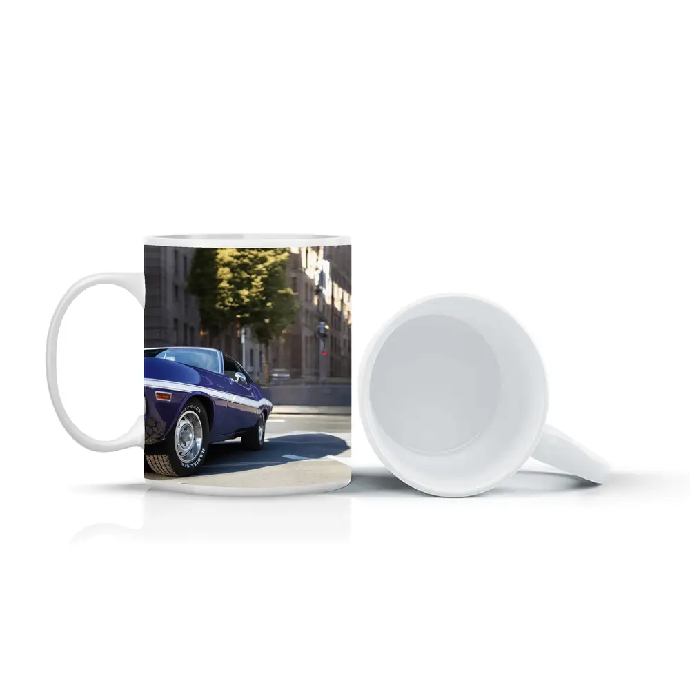 Dodge Challenger Classic Purple Street Shot – Mugs
