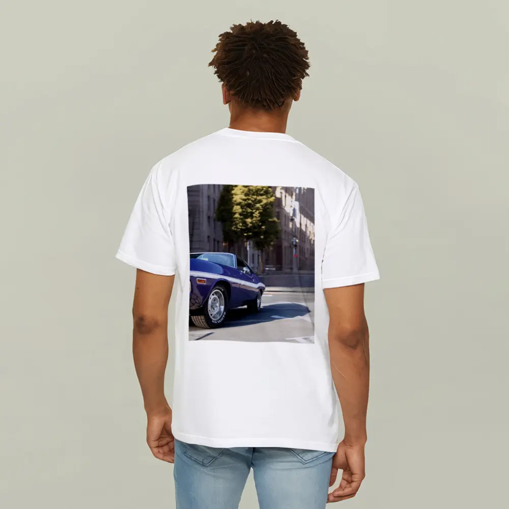 Dodge Challenger Classic Purple Street Shot – T-Shirts