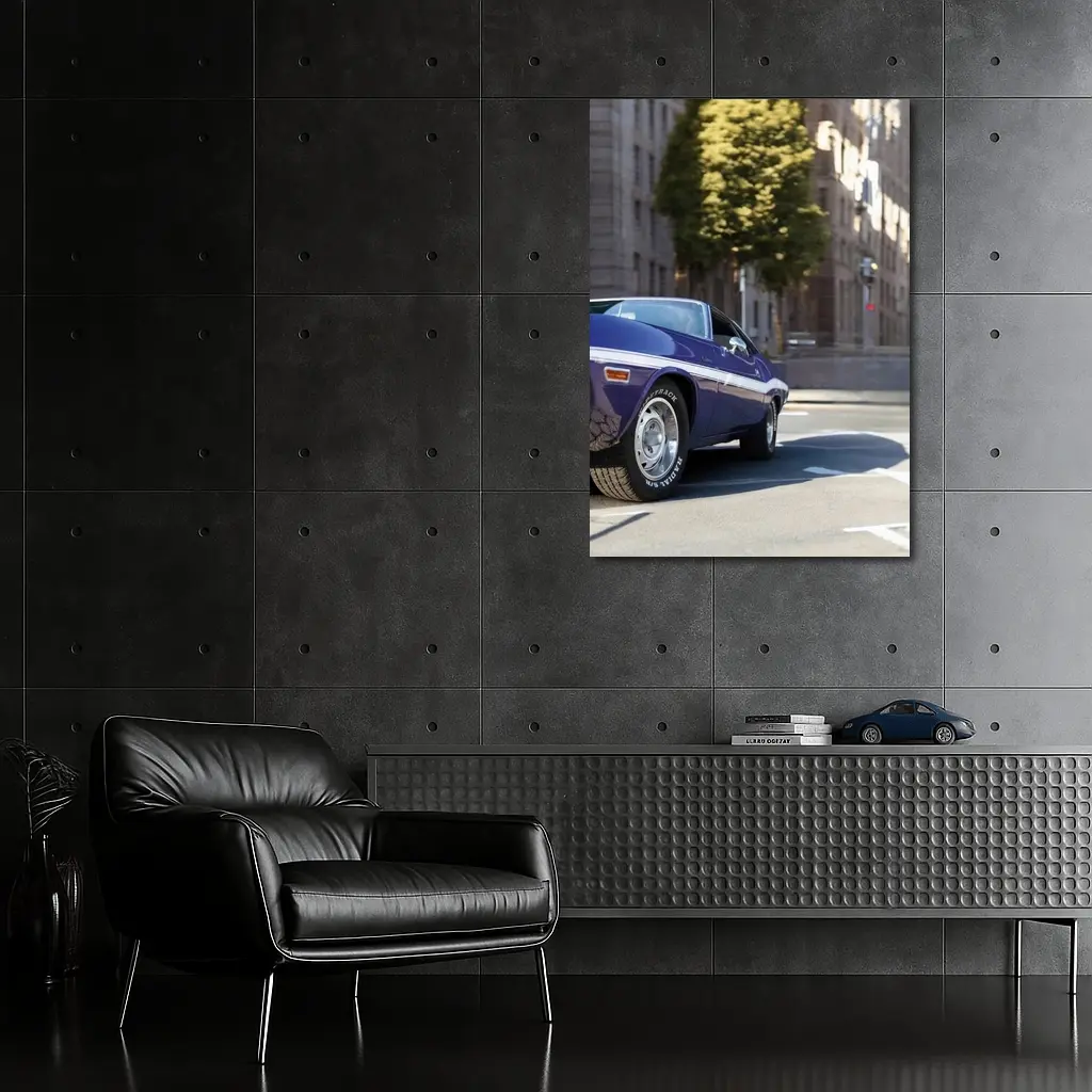 Dodge Challenger Classic Purple Street Shot – Wall Art