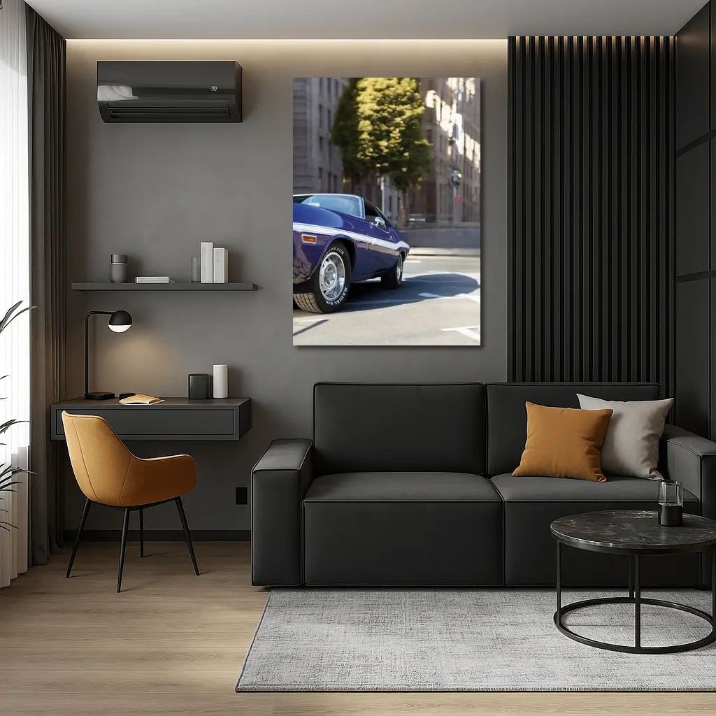 Dodge Challenger Classic Purple Street Shot – Wall Art