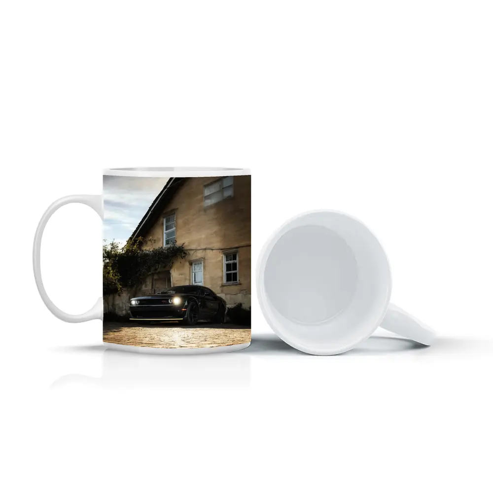Dodge Challenger Black Muscle Car Old House – Mugs