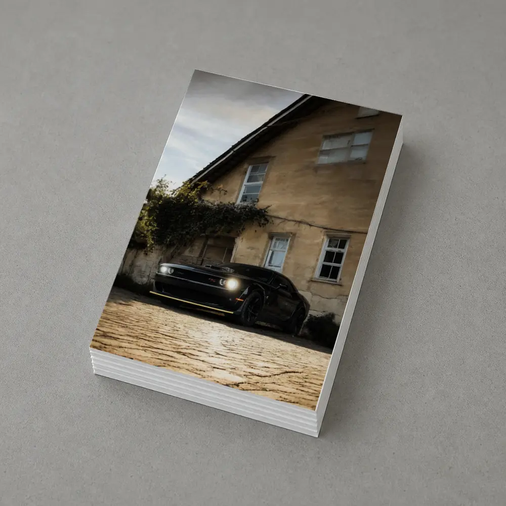 Dodge Challenger Black Muscle Car Old House – Postcards