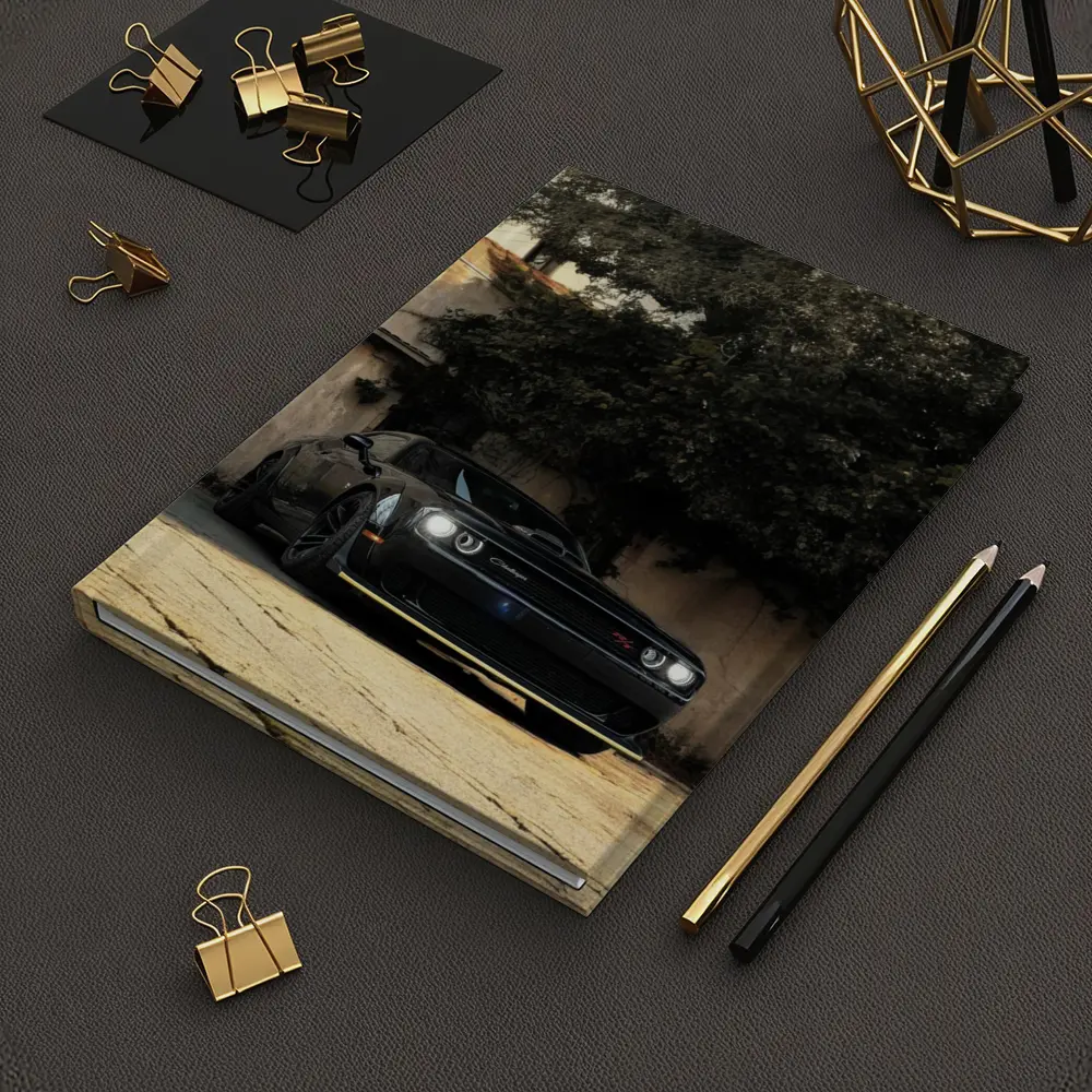 Dodge Challenger Black Muscle Car Old Courtyard – Notebooks
