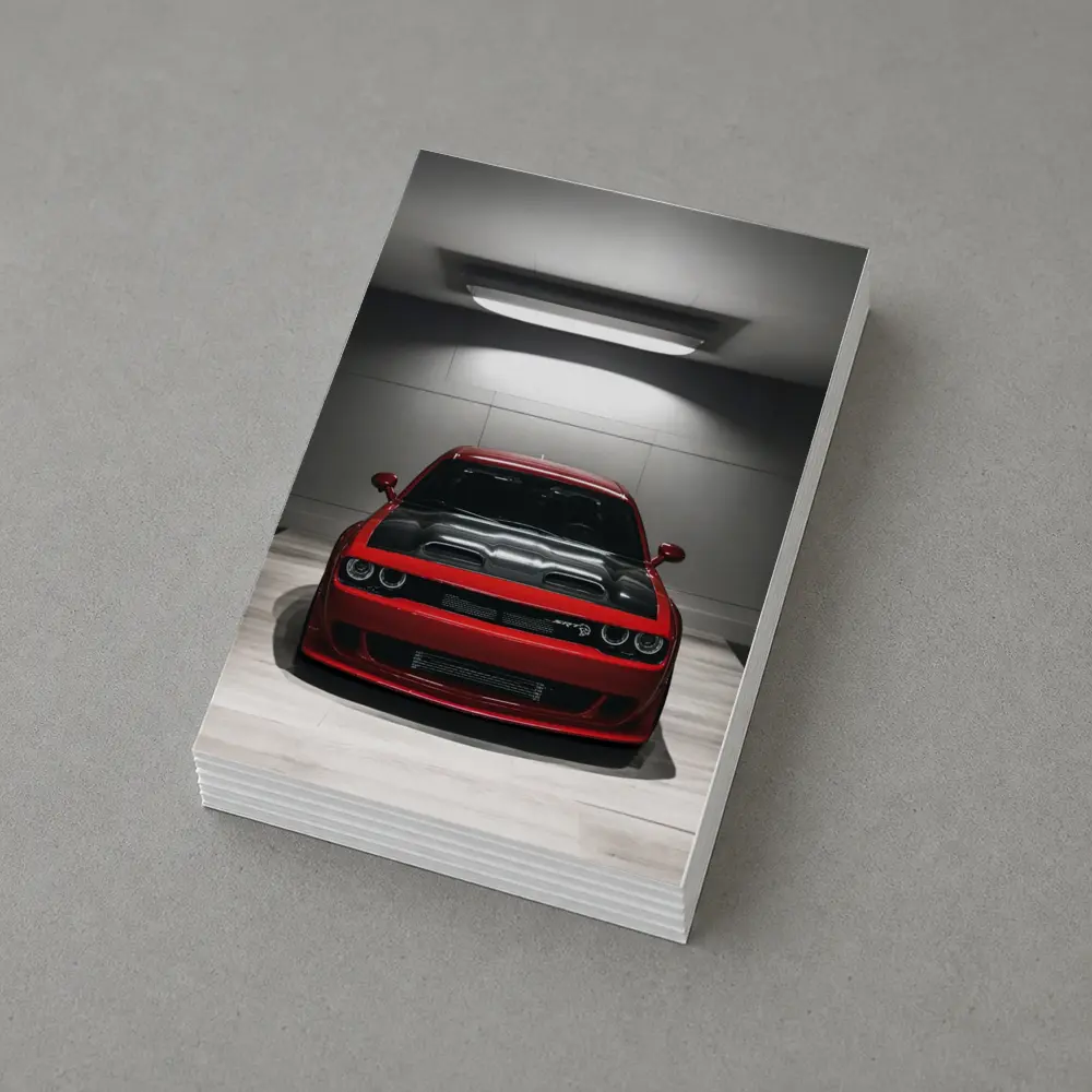 Red Dodge Challenger SRT Parked Indoor Garage – Postcards