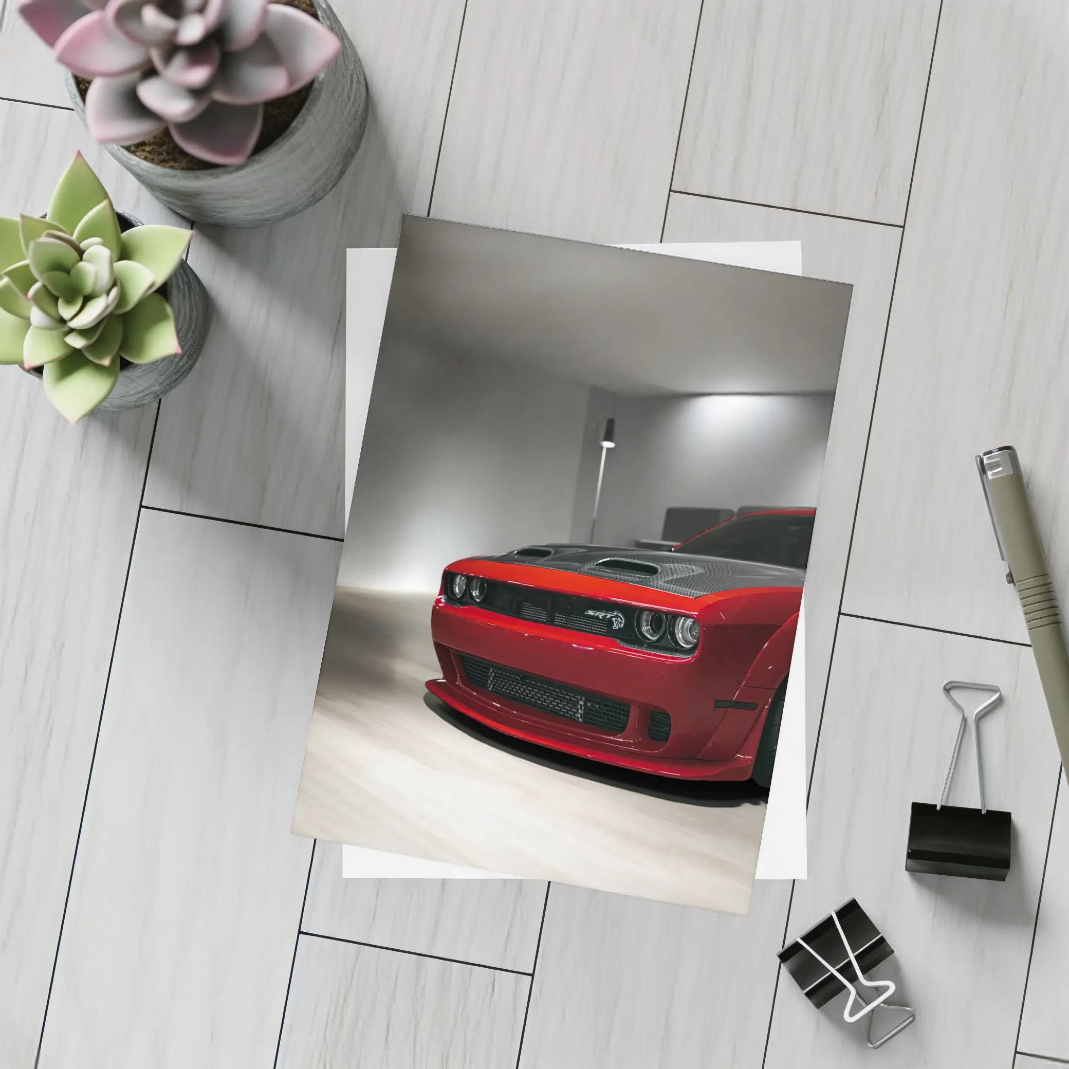 Dodge Challenger SRT Red Indoor Garage – Postcards
