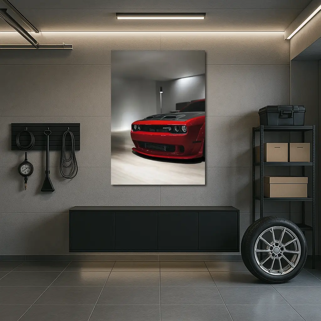 Dodge Challenger SRT Red Indoor Garage – Wall Art