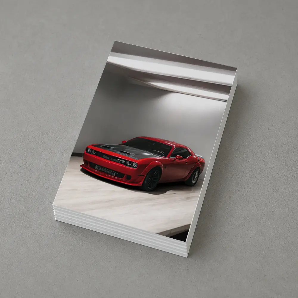 Red Dodge Challenger SRT Parked Indoor Garage – Postcards