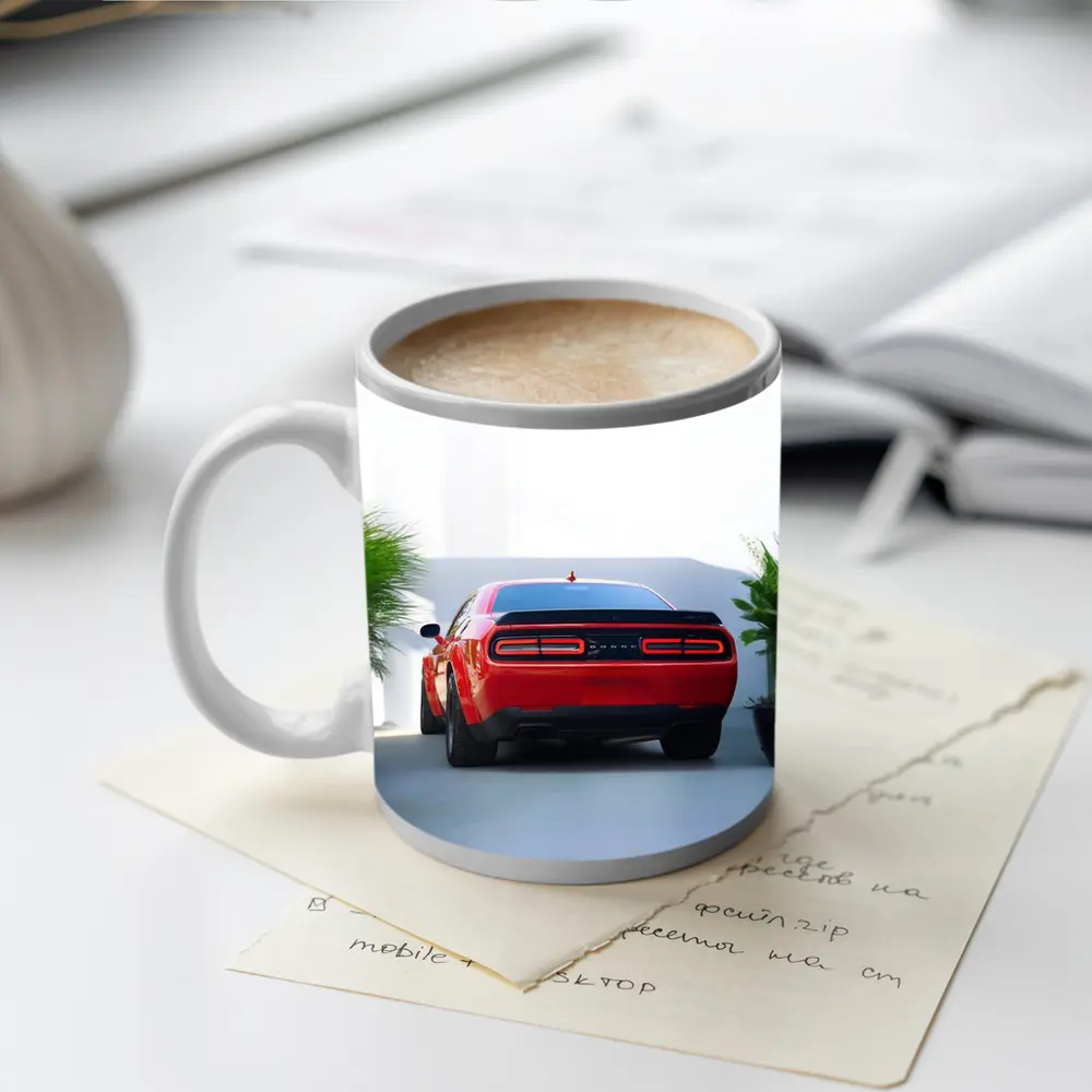 Dodge Challenger Red Rear View Parking – Mugs