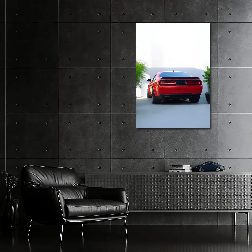 Dodge Challenger Red Rear View Parking – Wall Art