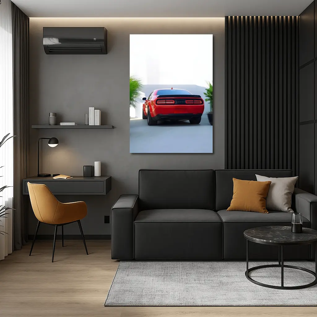 Dodge Challenger Red Rear View Parking – Wall Art