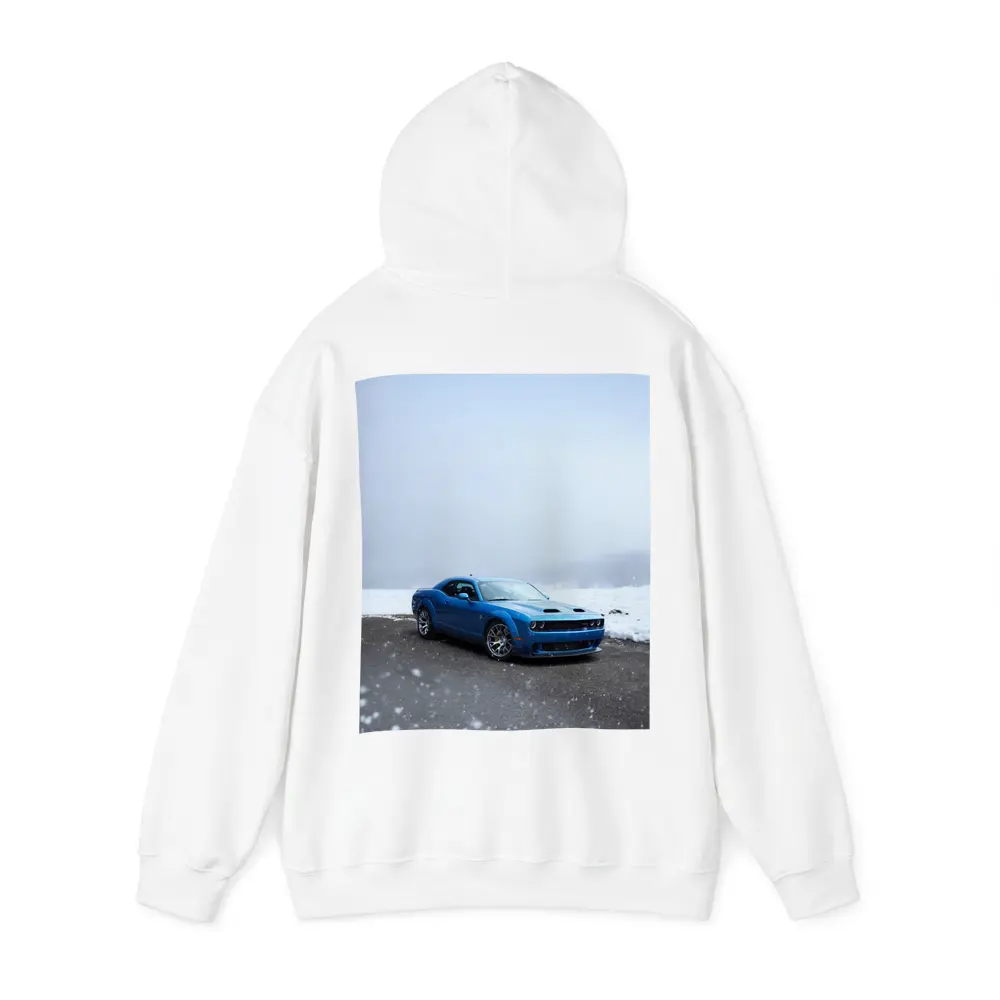 Dodge Challenger Blue Muscle Car Snowy Scene – Hoodies